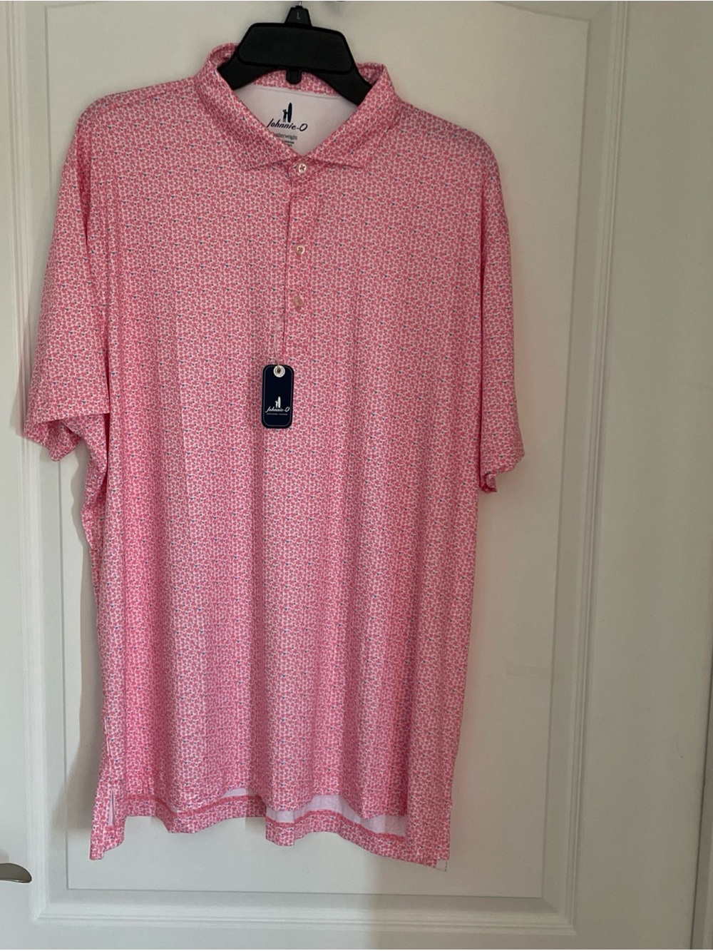 NWT johnnies-O Featherweight Performance Polo - Four Leaf Azalea XL $110